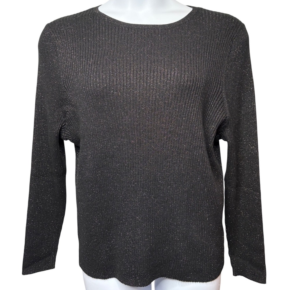 OLD NAVY Womens Black Silver Metallic Ribbed Sweater XXL SoSoft Lite Sparkly